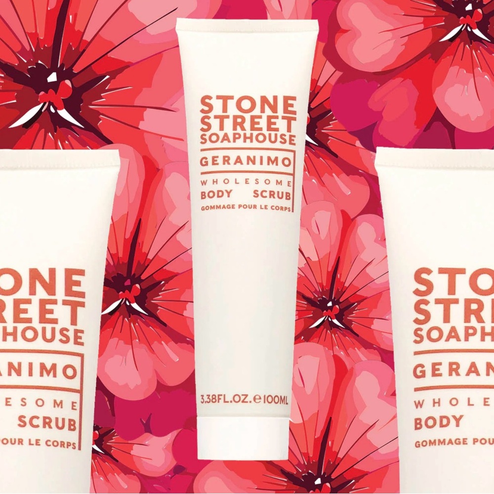 🌺BRAND NEW🌺 STONE STREET SOAPHOUSE Geranimo Wholesome Body Scrub 3.38 fl oz